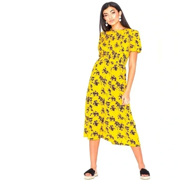 Michael Kors - Botanical Colorful Print Crepe Midi Zip Closure Dress Size Medium - Picture 1 of 12